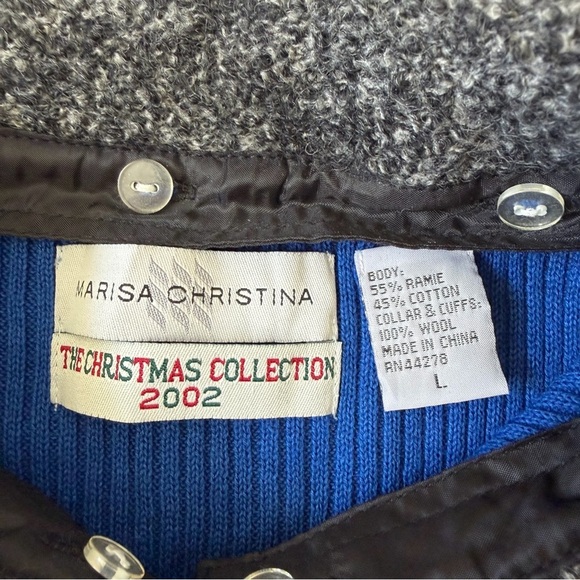 Marisa Christina The Christmas Collection 2002 Ribbed Cardigan Sweater Blue Sz L - Picture 4 of 9